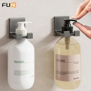ฝักบัวอาบน้ำชั้นวางเจลที่แขวนผงซักฟอกแบบไม่เจาะที่ตั้งแชมพูห้องน้ำห้องน้ำสีเทาเจลทำความสะอาดมือตะขอแขวนผนัง