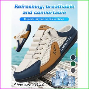 Baotou One Foot Stirrup Half Slip On Shoes Mens Lazy One Foot Slippers