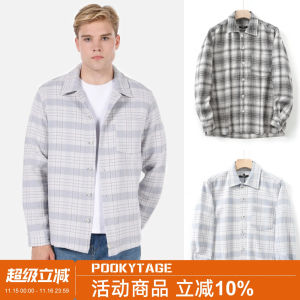 High Twist Original Yarn Precision Combed Cotton Knitted Long Sleeve Shirt Mens Retro Casual Plaid Versatile Spring Fashion