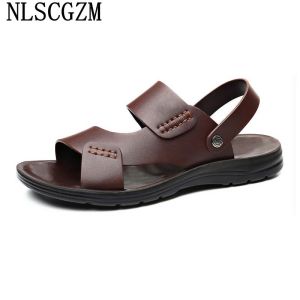 Sandal Kulit Pria Mk 25 Terbaru Kekinian Sendal Cowok Santai Slide Slop Kerja Selop