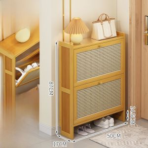 Ultra-Thin Flip-Flop Shoe Rack Home Entrance Dustproof Breathable Space Saving Shoe Storage Organizer Door Cabinet