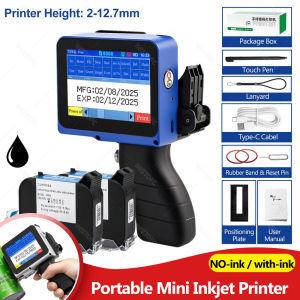  Mini Portable Inkjet Printer 2-12.7mm Height Printing for Plastic Wood Fabric Text Label Batch Number Logo Date Coding Machine