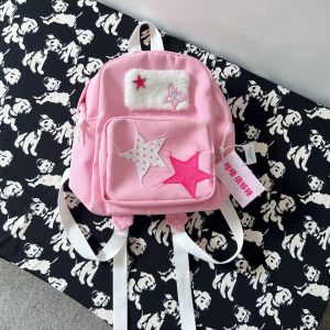 กระเป๋าเป้สะพายหลังผ้าใบลายมีดสีเขียวมะนาวขนาดเล็กสำหรับผู้หญิง กระเป๋าเป้สะพายหลังแบบลำลอง สไตล์เกาหลี ปิดด้วยซิป