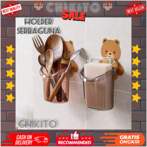 CHIKITO Tempat Sikat Gigi Beruang Serbaguna Dispenser Odol Bear