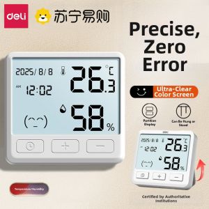 De Li | High Accuracy Indoor Humidity Thermometer New 2025 Deli 1730 Ultra Clear Display Multifunctional for Baby Room Home Use