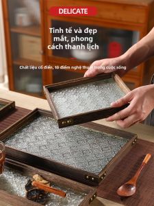 Glass Retro Japanese Real Wood Long Rectangle Dry Tea Tray