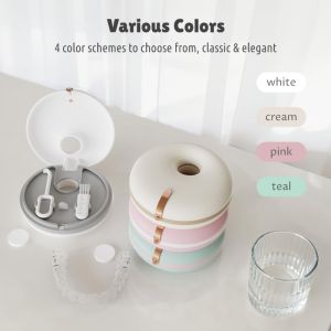 JustLiving Cute Stylish Round Retainer Case Small Aligner Case for Travel Compact Night Guard Case with Removal Tool Fancy Sleek Retainer Holder Compatible with Invisalign
