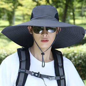 WRELS | Summer Fishing Hat Breathable UV Protection Large Brim Hiking Cap Men Women Foldable Elastic Outdoor Beach Travel Sun Hat