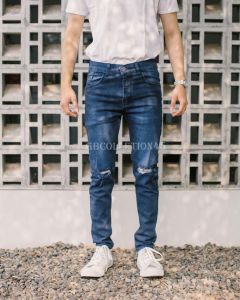 Celana Jeans Pria Sobek Streach Slim fit Celana Pria Ripped Sobek Lutut