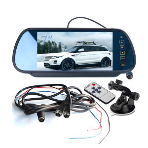 7" AHD 1080P Rear View Mirror DVR Monitor 2-split Screen Touch Button 4-pin Aviation Connector for Backup Camera for Car SUV RV
