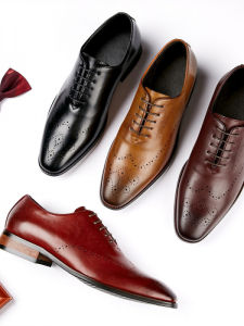 Spring Carved Brogue Derby Shoes for Office Formal Wear
