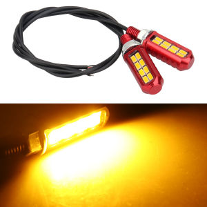 KEVANLY | 1pair Motorcycle LED Bulb 8SMD Mini License Plate Light Yellow Light Indicator Tail Rear Light DRL Driving Lamp Signal Indicator