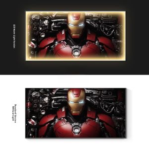 Marvel Hero Iron Man Childrens Room Decorative Painting Bedroom Wall Art with Light Es Gaming Room Living Room Poster
