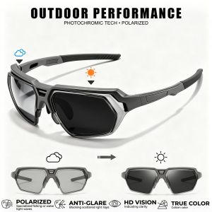 Classic Mens Photochromic Polarized Sunglasses - Adjustable Nose Pads UV400 for Driving Fishing & All-Weather Outdoor