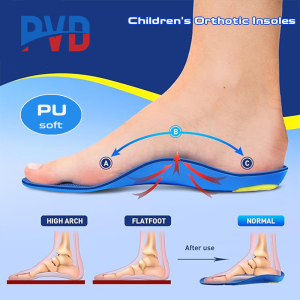PVD Childrens Arch Support Insoles for Flat Feet Childrens Orthotic Insoles PU Foam Cushioning Insoles for Plantar Fasciitis Heel Pain Relief