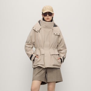 Guvet | Womens Black Gold Down Jacket Waist Cinching