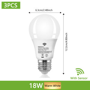 3PCS E26 Radar Motion Sensor LED Light Bulbs 18W 110V Night Light for Bedroom Garden Home Automation