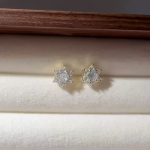 TBK 18K Gold Cubic Zirconia Stud Earrings Accessories For Women 631E