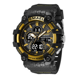 SMAEL Brand Quartz Sport Watch Clock AlarmDual Display LED Electronic 50M Waterproof 8079 Watches For Men