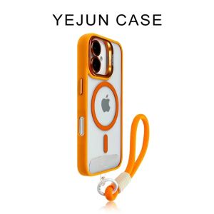 Fashion Ring Stand Case For Magsafe For iPhone 15 14 13 12 11 16 Pro Max Plus Magnetic Wireless Charge Case With Lens Protector