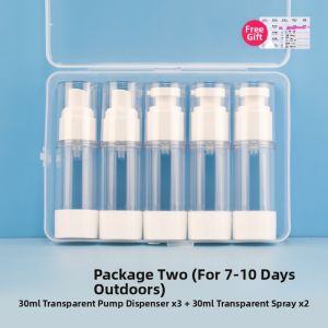 Portable Vacuum Cream Bottle Set Travel Size Sample Cosmetic Makeup Cleanser Liquid Moisturizer Press Type Family Use