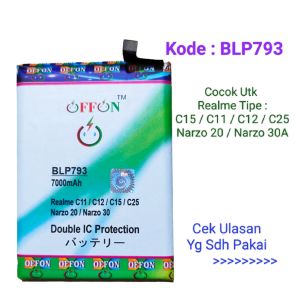 Baterai Doublepower Realme C15 / C12 / C25 / C25S / Narzo 20 / Narzo 30A / Narzo 50A BLP793 Batre Double Power Batrai