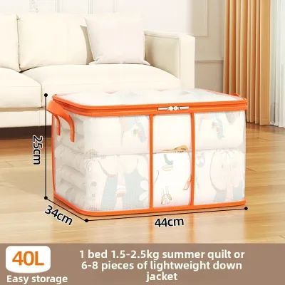 Large Capacity Foldable Transparent Mesh Cotton Quilt Storage Bag for Moving Clothing Organization Home Closet Underbed