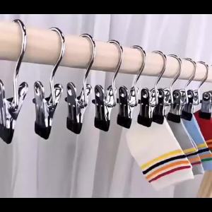 remium Stainless Steel Clothes Pegs with Hooks - Space-Saving Laundry Hangers for Pants Towels & Closet Organization