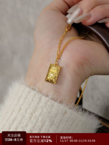 New 2025 Snake Year Lucky Gold Brick Broken Ice Womens Necklace Traditional Chinese Style Fashion Jewelry Clavicle Chain Accessory