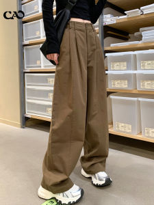 กางเกงขายาวทรงหลวมเอวสูงสำหรับผู้หญิง กางเกงขายาวทรงหลวมสไตล์ Old Money ทรงหลวม ทรงหลวม กางเกงขายาวทรงหลวมสำหรับผู้หญิง