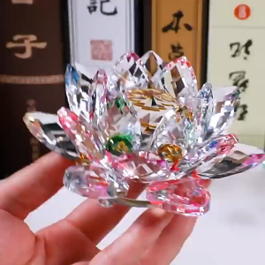 Crystal Lotus Round Heart Ornament Temple Living Room Desk Decoration Ornament水晶莲花圆心摆件 寺庙客厅办公桌装饰摆件