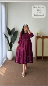 DRESS SABRINA POLOS//MIDI DRESS SMOKE ANNISA MODEL SUSUN//DRESS PENDEK RAYON KEKINIAN