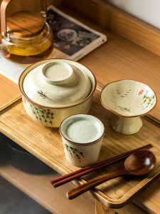 Creative Japanese Style Ceramic Lunchware Set Rice Bowl Soup Bowl Dish Plate Small  Home Use Dinnerware Set for One Person