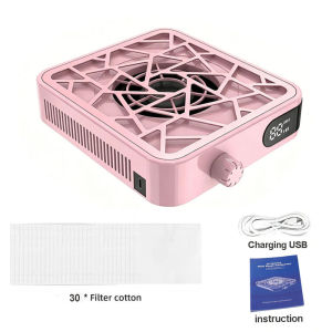 Rechargeable Nail Dust Collector 6000RPM Powerful Nail Vacuum Suction 10 Speed Adjustable Mini Nail Dust Extractor with LCD