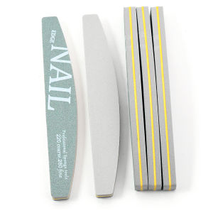 1/2pcs Grey Green Nail File Sponge 220/280 Grit Double Sided Non-Slip Half Moon Nail Emery Board Manicure File Buffer for Nails