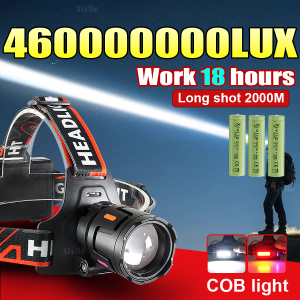 460000000LUX Ultra Bright Rechargeable Headlamps Zoomable Tactical Head Flashlight 18650 Headlight Waterproof Emergency Headlamp