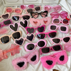 Kính Mát Phong Cách Đường Phố Màu Hồng Cho Nam Và Nữ Hình Trái Tim Chống Tia UVB UVA Hình Tròn Phù Hợp Với Mọi Khuôn Mặt