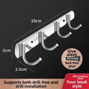 KEKESHANGJIA | Adhesive 304 Stainless Steel Hook for Kitchen and Bathroom Walls