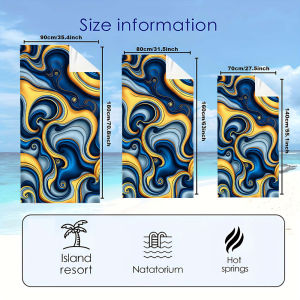BILIBILI | Blue Gold Liquid Marble Beach Towels Ultra Lightweight Quick Drying Super Absorbent Summer Essential Fast-Drying Towel for Beach