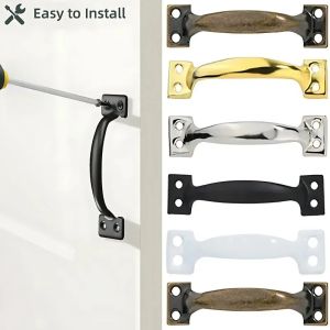 4/6 Inches Metal Bow Door Handles with Screw Furniture Cabinets Drawer Handles Iron Gate Pulls Barn Shed Door Knobs