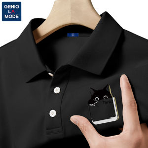 Genio Lamode Cat POLO Shirt Mens Quick Dry Cool Short Sleeve Casual Versatile T-Shirt Fashion Urban Standard Fit Printed Polyester Fiber