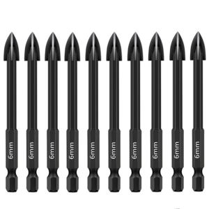 10Pcs6/8mmCross Hex Drill Bit Set For Tile Porcelain Glass Mirror Multifunction Tile Porcelain Drill Bit Kit Tool Carbide Drills