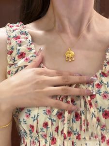 Vietnam Gold Lock Pendant Womens Simulation Yellow Gold Longevity Lock Feng Shui Lock for Girlfriend Escape Princess Lock Bone Chain