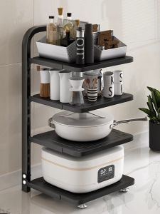 Multi-layer Kitchen Storage Rack Home Multi-functional Cabinet under Sink Pot Holder Stove Layered Pot Stand Organizer