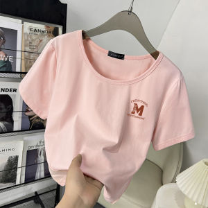 Short Sleeve Shoulder T-Shirt Womens Big Neckline White Short Silm High Waist Tops Summer Half Sleeve Small T-shirt