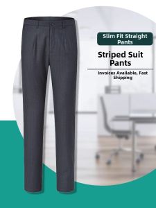 Onneksi | Womens Work Pants Straight-leg Striped Business Casual Trousers