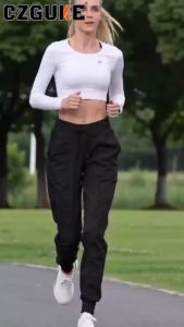 Fabric Drawstring Running Sport Joggers Women Quick Dry Athletic Gym Fitness Sweatpants with Two Side Pockets Exercise Pants