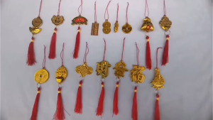 Plastic Gold Coin Ornament Potted Plants Wealth Tree Pendant New Year Hangings