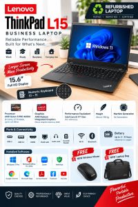 🔥💻Lenovo ThinkPad L15 |Display: 15.6” Full HD|AMD Ryzen 5 PRO|Internal condition 10/10|External condition 9/10|overall A Grade condition laptop 👌🔥