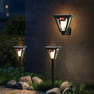LED Solar Light Motion Sensor Wall Lamp Outdoor Waterproof Lighting Dual Purpose Lawn Lamp and Wall Sconce for Garden Porch